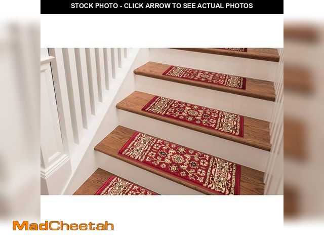 Lot 74-14601944 - TrafficMaster Marash Red 9 in. W x 26 in. L Stair Tread Cover Set (Set of 8) 59301 - UNUSED