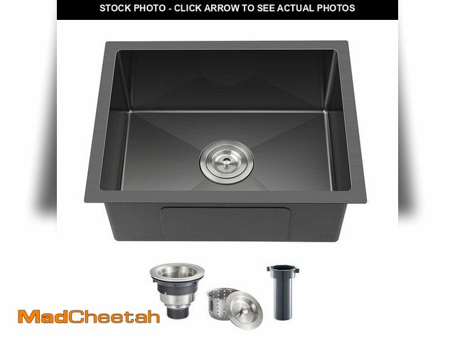 Lot 74-12864944 - TSIBOMU 22 x 18 Inch Undermount Kitchen Sink, 18 Gauge Stainless Steel Handmade Single Bowl Kitchen ...