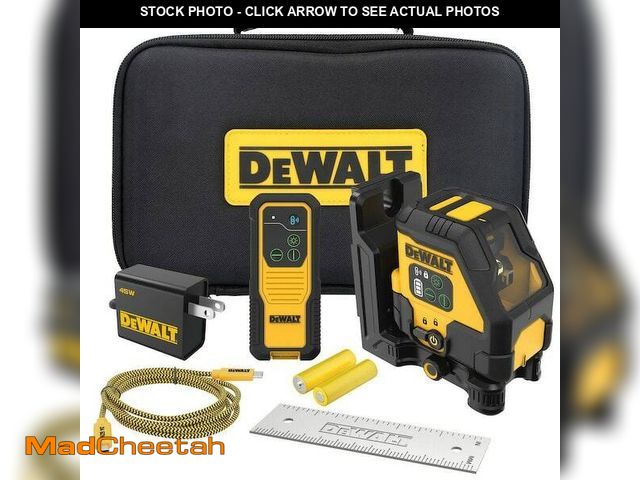 Lot 74-14257902 - DEWALT 330 ft. Green Self-Leveling Cross-Line Laser Level with USB C Charging Cable, Mounting Plate,...