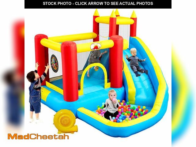 Lot 74-13735103 - WELLFUNTIME Inflatable Bounce House with Slide, Jumping Castle with Blower, Ball Pit, Basketball Hoo...