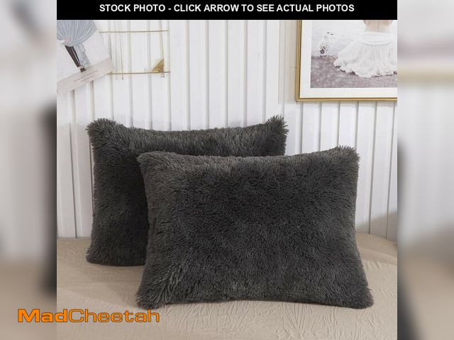 Lot 74-12979958 - XeGe Faux Fur Throw Pillow Cases, Plush Shaggy Ultra Soft Pillow Covers, Fluffy Crystal Velvet Decor...