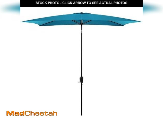 Lot 74-12158803 - Sun-Ray 6.6x10 FT Rectangular Patio Umbrella with Push-Button Tilt and Hand Crank Canopy Lift  Table...