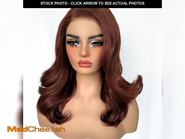 Lot 74-12313077 - SOKU 13X6 Reddish Brown Lace Front Wigs Pre Layered, 18 Inch Short Wavy Glueless Wigs Pre Plucked, C...