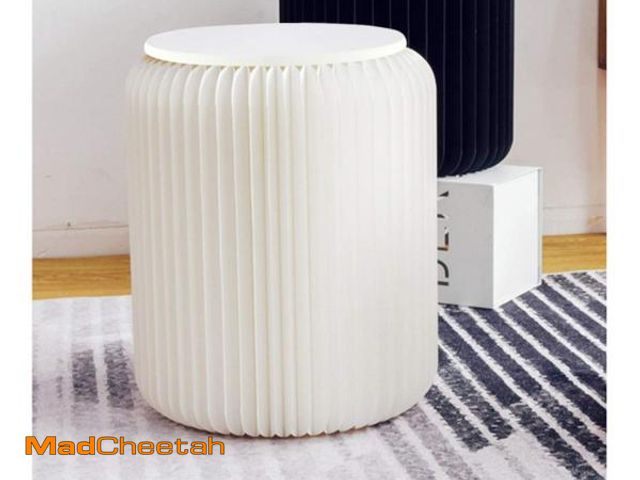 Lot 74-12315176 - White Folding Paper Stool with Felt Pad Seat - 13.8inch Heigh - - Easy Assembly - Stylish Chair for ...