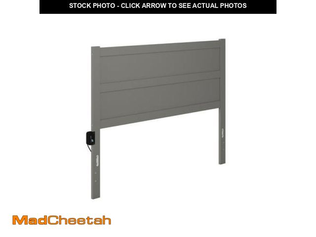 Lot 74-12421293 - AFI NoHo Modern Panel Wood Headboard with 2 USB Ports  Queen  Grey - UNUSED