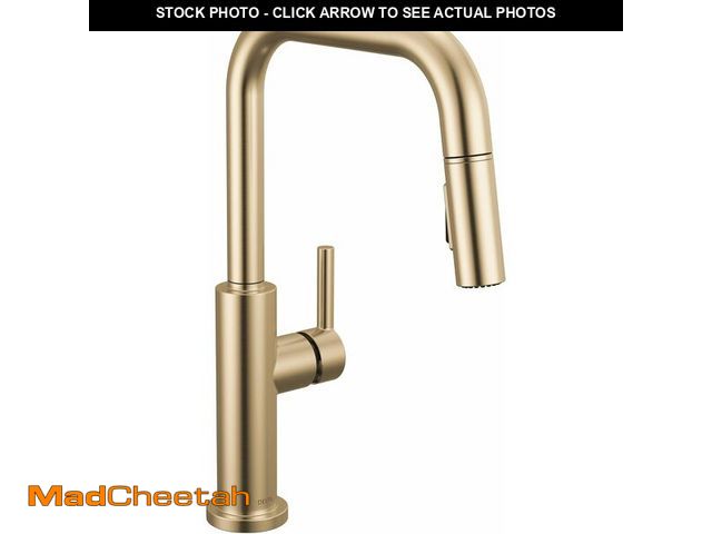 Lot 74-13696457 - Delta Faucet Nicoli U-Spout Kitchen Faucet with Pull Down Sprayer, Champagne Gold Kitchen Sink Fauce...