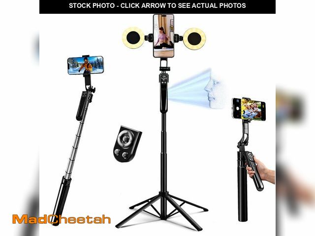 Lot 74-14208390 - Euoto Auto Face Tracking Selfie Stick Tripod for iPhone with Light 360 Rotation that Follows Your Mo...