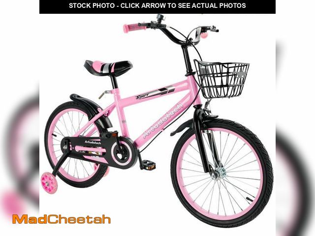 Lot 74-12767515 - ARTUDATECH Kids Bike 14/16/18 Inch for Boys &amp; Girls, Ages 3-10, with Training Wheels, Basket, Du...