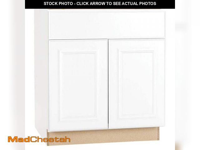 Lot 74-12185295 - Hampton Bay Hampton 30 in. W x 24 in. D x 34.5 in. H Assembled Base Kitchen Cabinet in Satin White w...