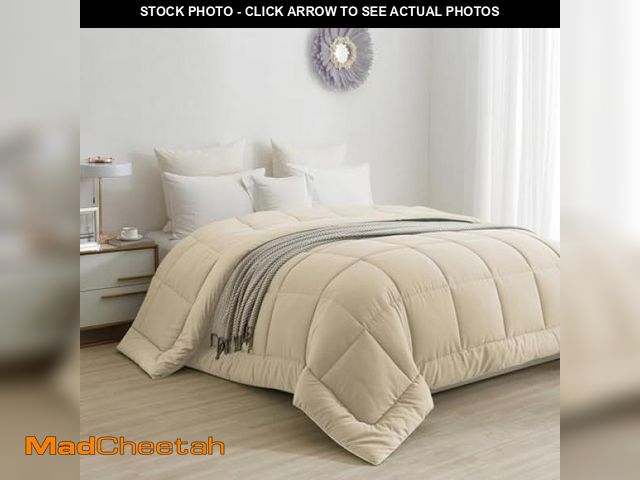 Lot 74-12157971 - BedTreat Down Alternative Comforter with Corner Tabs - All Season Quilted Full Size Beige Comforter,...