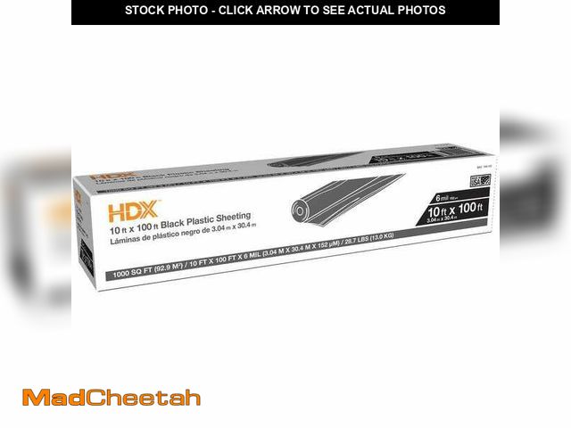 Lot 74-12663434 - HDX 10 ft. x 100 ft. Black 6 mil Plastic Sheeting - UNUSED