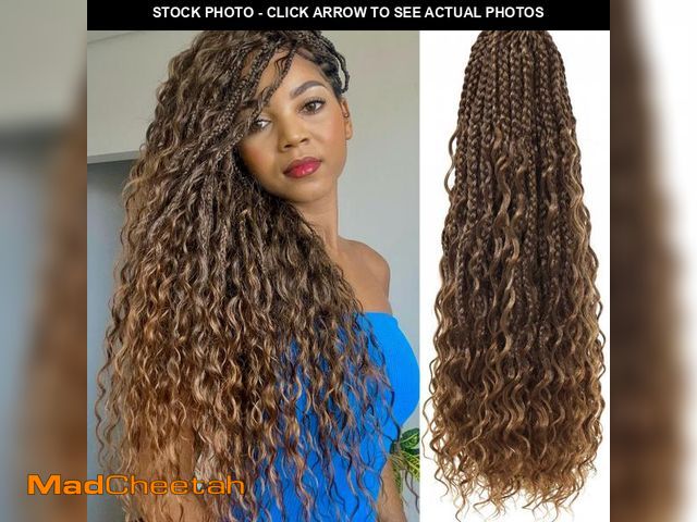 Lot 74-12305979 - Eeanno Goddess Box Braids Crochet Hair Honey Blonde Boho Hair for Women Pre Looped Crochet Box Braid...