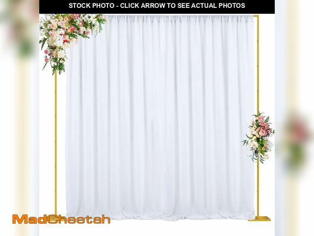 Lot 74-14066482 - Wokceer 10x10 FT Backdrop Stand Heavy Duty Pipe and Drape Kit, Adjustable Gold Backdrop Stand for We...