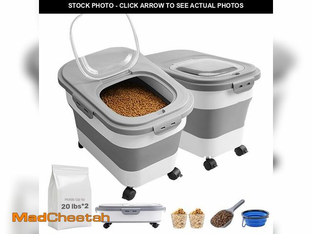 Lot 74-14302017 - SEWIU Dog Food Storage Container Up to 2pack*20LB,Collapsible Dog Food Container with Travel Silicon...