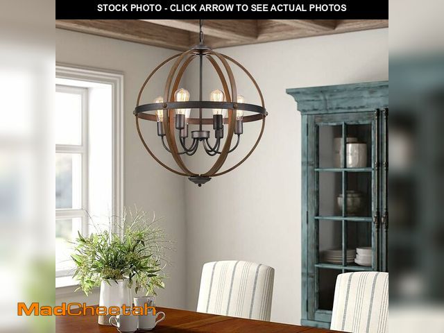 Lot 74-14367583 - riomasee 6-Light Orb Chandelier 23.62 Inches Rustic Farmhouse Lighting Stardust Finish for Dining Ro...