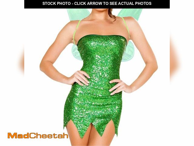 Lot 74-14334273 - fyclemt Women's Halloween Forest Fairy Costumes Green Sequin Shiny Mini Dress Cosplay Dress Up with ...