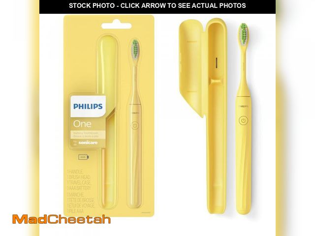 Lot 74-12219599 - Philips Sonicare Battery Toothbrush, Mango Yellow, HY1100/02 - USED