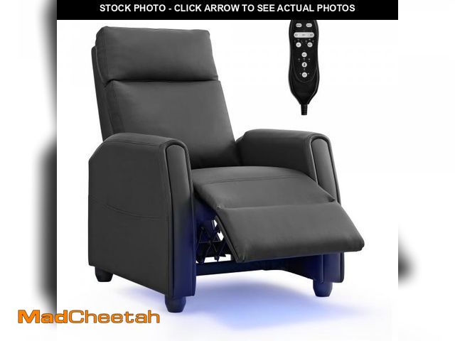 Lot 74-12164871 - KISLOT Recliner Chair for Adults PU Leather Push Back Armchair with 4 Colors Ambient Lighting Home T...