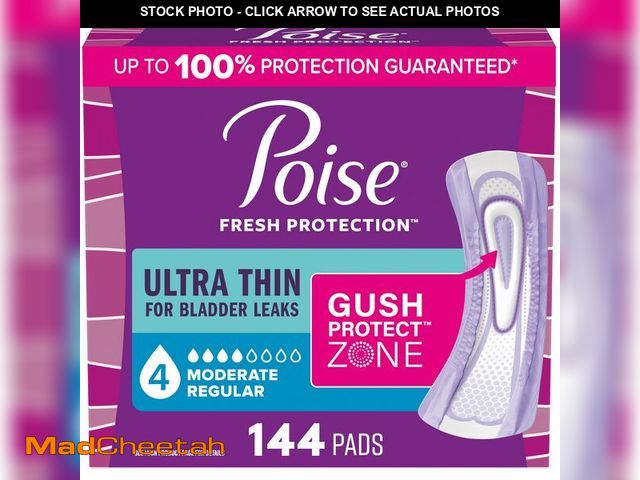 Lot 74-14063561 - Poise Ultra Thin Incontinence &amp; Postpartum Pads for Bladder Leaks, 4 Drop Moderate Absorbency, R...