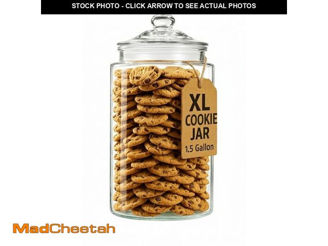 Lot 74-12696948 - 1.5 Gallon Glass Cookie Jar - Tall Food Storage Container with Airtight Lid - Large Kitchen Canister...