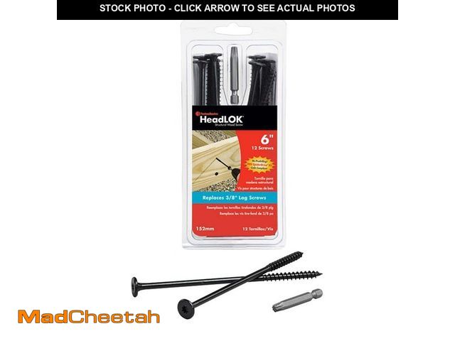 Lot 74-12777854 - FastenMaster 6 in. HeadLOK Structural Wood Screws Flat Head Wood Screws, Black (12-Pack) - UNUSED