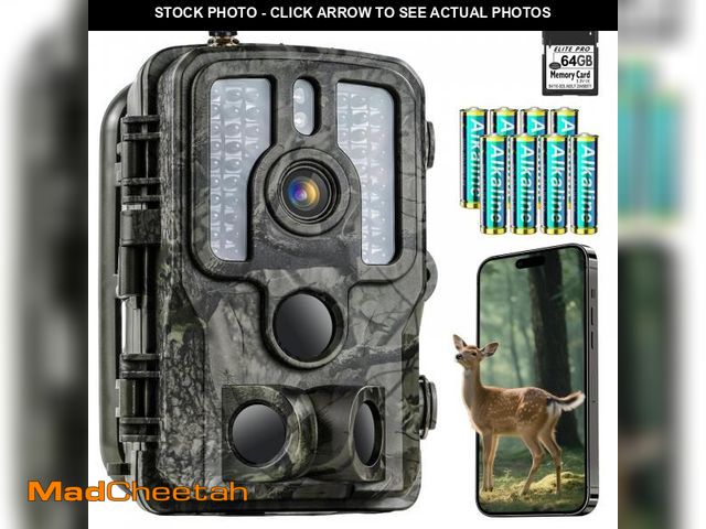 Lot 74-12052786 - Trail Camera with Night Vision Motion Activated Waterproof, 4K 48MP WiFi Bluetooth Game Camera, 0.1s...