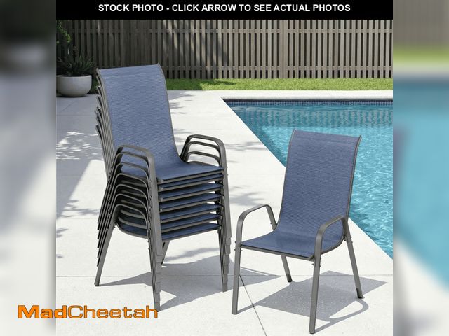 Lot 74-13774494 - Arlopu Patio Dining Chairs Set of 8, Outdoor Stackable Armchairs, Outdoor Textilene Dining Chairs W/...
