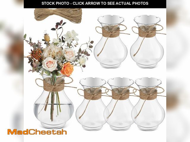 Lot 74-12970152 - Bokon 5.7" Plastic Small Vases for Centerpieces, Plastic Bud Vase Bulk, Hyacinth Avocado Growing Vas...