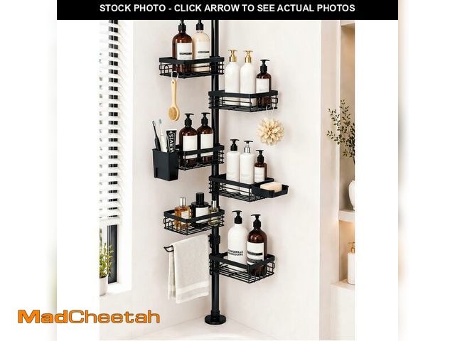Lot 74-14433542 - VYPIOAY Universal Corner Shower Caddy Tension Pole,6-Tier Rust-Resistant Stainless Steel Bathroom Or...