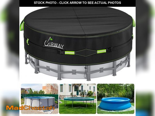 Lot 74-12052861 - UIRWAY 21 Ft Round Pool Cover with Reflective Strips, Swimming Pool Cover for Above Ground Pools, So...