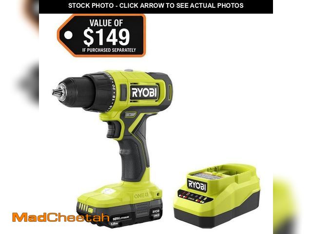Lot 74-14468517 - RYOBI ONE+ 18V Cordless 1/2 in. Drill/Driver Kit with (1) Compact Battery and Charger PCL206K1 - UNU...