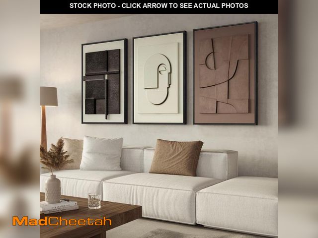 Lot 74-12206802 - Large 3D Textured Framed Abstract Wall Art for Living Room, 3 Piece Modern Paintings Artwork for Wal...
