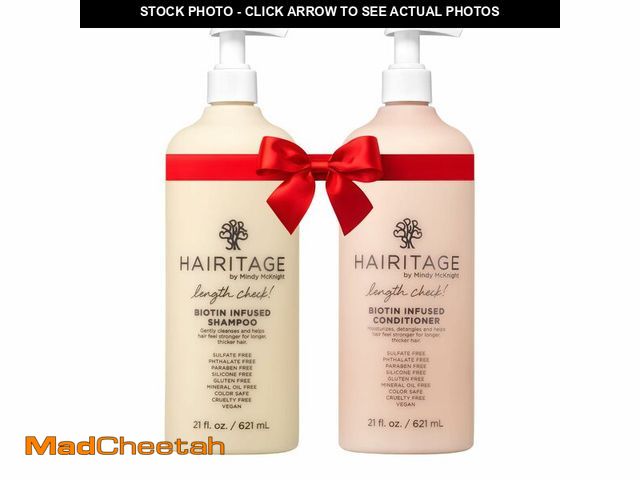 Lot 74-12701369 - Hairitage Biotin + Castor Oil Shampoo and Conditioner Set - Volume + Moisture - Sulfate Free + Color...