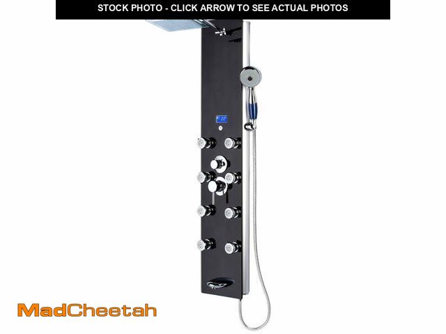 Lot 74-13683114 - Blue Ocean 52" Aluminum SPA392B Shower Panel Tower System with Rainfall Shower Head and 8 Adjustable...