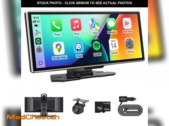 Lot 74-12222406 - Wireless Carplay Screen for Car with 4K Dash Cam &amp; 1080P Backup Camera, 11.26'' Portable A-pple ...
