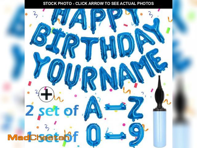 Lot 74-11545797 - 76pcs Happy Birthday Balloon Banner, Blue Balloons Letters, Personalized 16" Mylar Foil Birthday Dec...