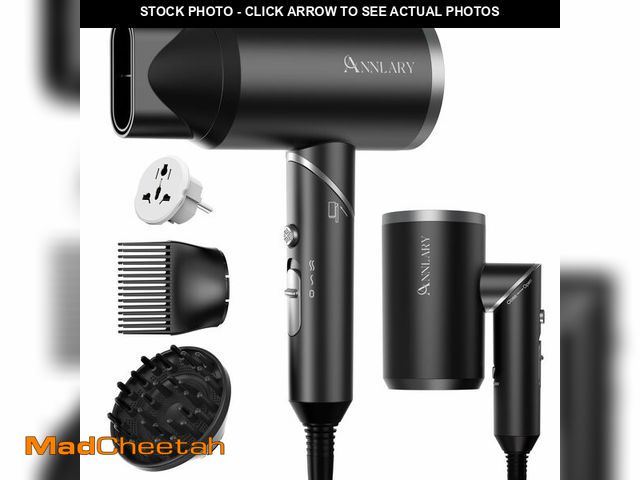 Lot 74-14423293 - ANNLARY Hair Dryer with Comb | 1800W Blow Dryer with Diffuser for Curly Hair | Plasma Ionic Hairdrye...