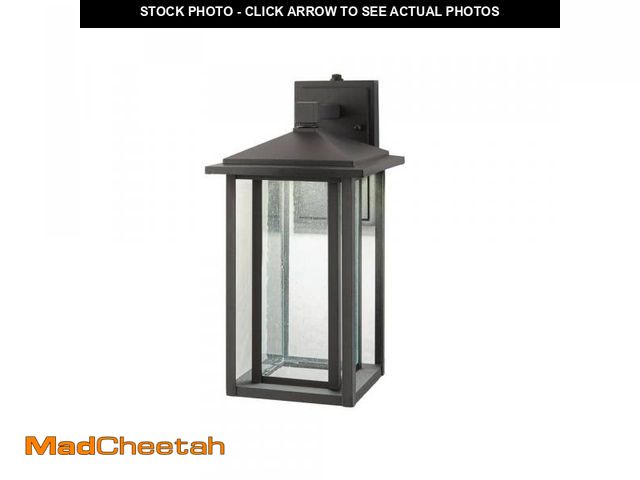 Lot 74-12492043 - Home Decorators Collection Mauvo Canyon 15.5 in. Black Dusk to Dawn LED Outdoor Wall Light Fixture P...