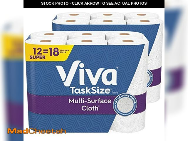 Lot 74-12760605 - Viva Multi-Surface Cloth Paper Towels, Task Size - 12 Super Rolls (2 Packs of 6) - 81 Sheets Per Rol...