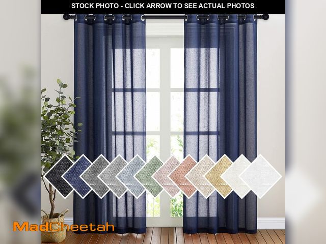 Lot 74-13718048 - NICETOWN Linen Textured Sheer Bedroom Window Curtains, Grommet Semitransparent Vintage Natural Open ...