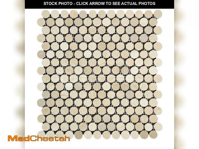 Lot 74-12161983 - Crema Marfil Spanish Marble Penny Round Mosaic Tile, Polished - UNUSED