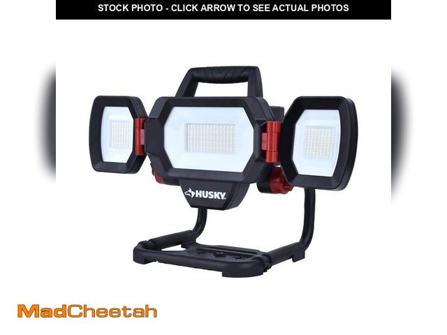 Lot 74-14449324 - Husky 10,000 Lumen Three-Head Hybrid LED Work Light with Rechargeable Battery 7903801012 - UNUSED