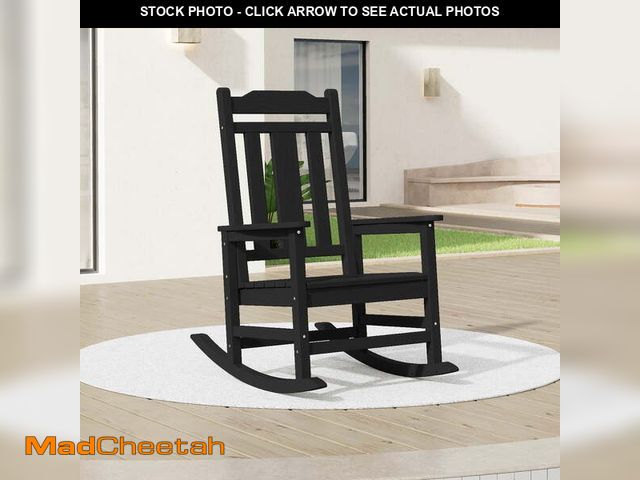 Lot 74-12888544 - SERWALL Oversized Outdoor Rocking Chair, All Weather Patio Rocking Chair for Adult, Black - UNUSED