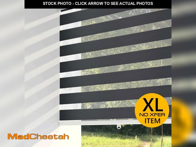 Lot 74-12688933 - ShadesU Cordless Zebra Blinds Ã¢â¬â Light Filtering Dual-Layer Window Shades for Privacy (Black C...