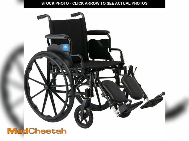 Lot 74-13419023 - Medline Lightweight Wheelchair for Adults With Swing-Back, Desk-Length Arms, Elevating Leg Rests; 16...