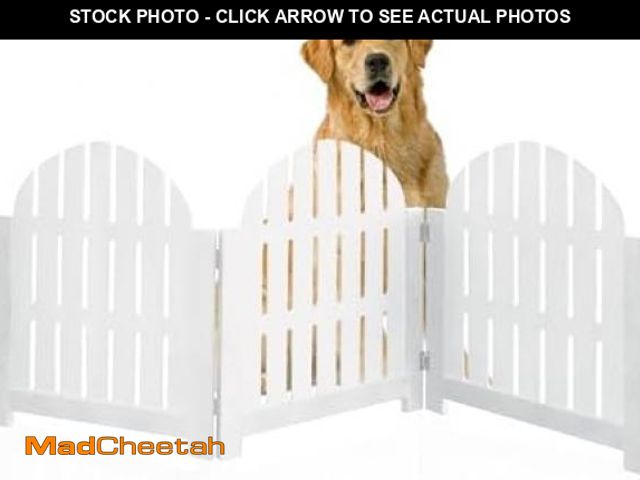 Lot 74-12096133 - (SOME DAMAGE ) Etna Products White Adirondack Style Free Standing Pet Gate. 3 Panel Foldable Gate fo...