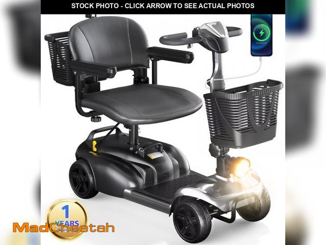 Lot 74-12263913 - SACVON 4 Wheels Mobility Scooter with Cane Holder for Seniors, Electric Folding Wheelchair Device fo...