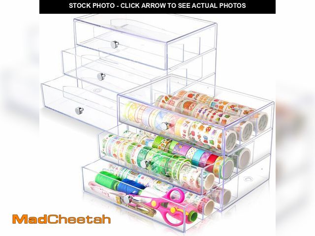Lot 74-12979869 - Wonderjune 2 Pack 3 Drawer Washi Tape Organizer Plastic Washi Tape Storage Cube Organizer Box 10 x 7...