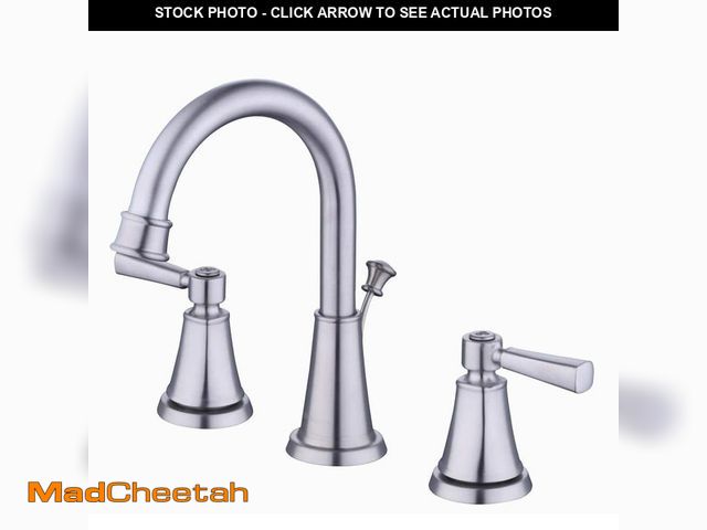 Lot 74-13823303 - Glacier Bay Melina 8 in. Widespread Double-Handle High-Arc Bathroom Faucet in Brushed Nickel - USED