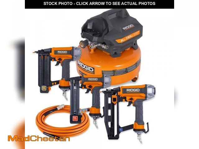Lot 74-12135465 - 6 Gal. 150 PSI Portable Electric Air Compressor W/18ga Brad Nailer, 16ga Straight Finish Nailer and ...